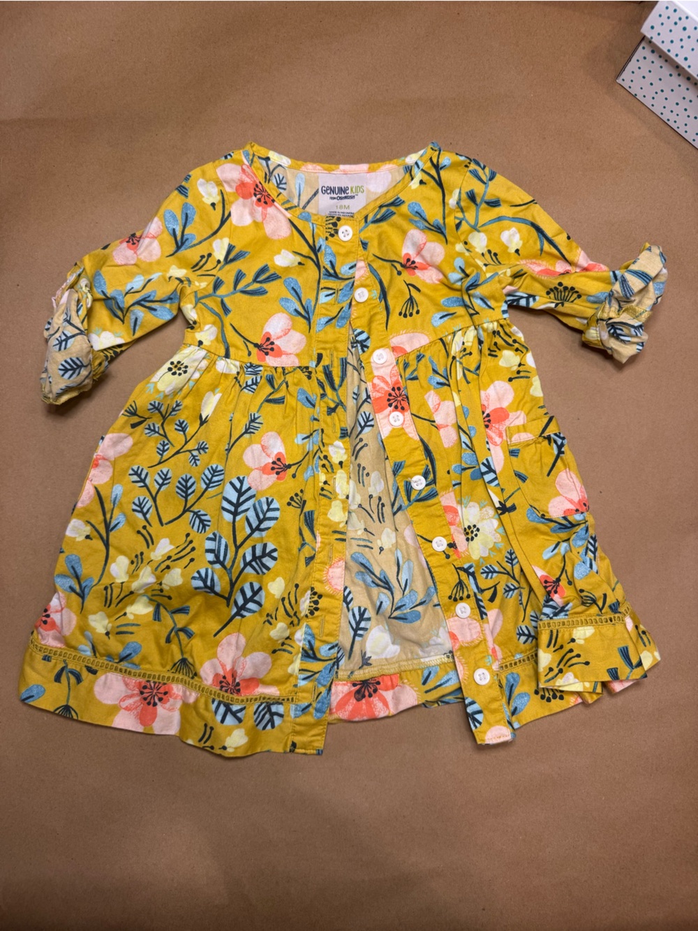 Yellow Floral Button-Front Dress